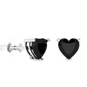 Sterling Silver Black Heart Post Earrings